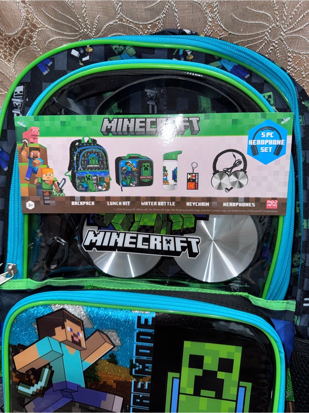 Brand New Minecraft Backpack 5pc Set - Picture 2 of 7